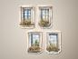 Preview: Vier Vintage-Fenster mit Blumenkästen – Aquarellstil